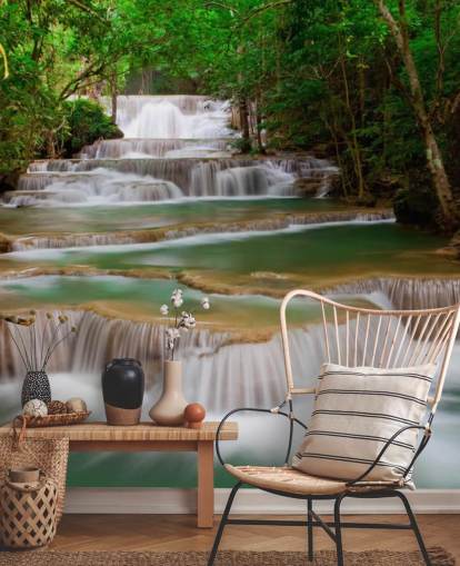 Mural de pared de cascada tropical