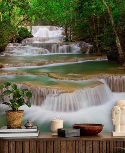 Muurschildering Tropische waterval