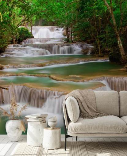 Mural de pared de cascada tropical