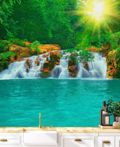 Tropical Waterfall and Pool Wall Mural