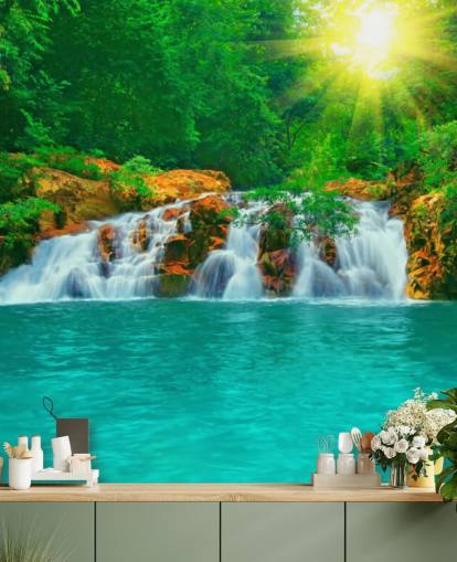 Tropical Waterfall and Pool Wall Mural Tropical Waterfall and Pool Wall Mural