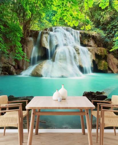 mural de papel de parede em cascata azul personalizado para escritórios mural de papel de parede em cascata azul personalizado para escritórios