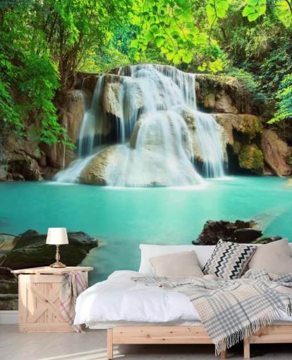 blue custom waterfall wallpaper mural for offices blue custom waterfall wallpaper mural for offices