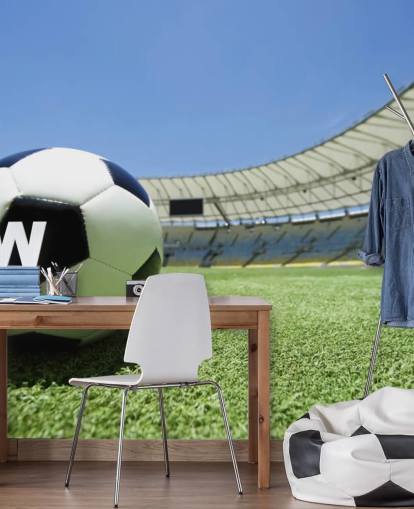 Muurschildering voetbalstadion