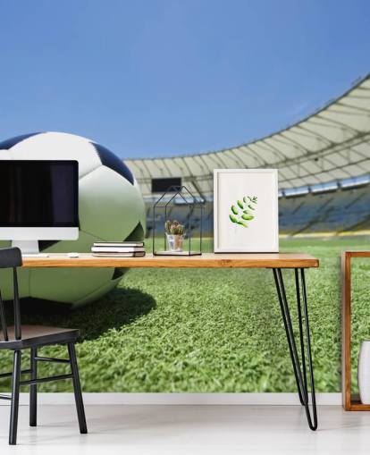 Muurschildering voetbalstadion