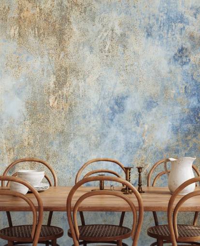 blue and gold custom industrial wallpaper called Blue Oxidize 