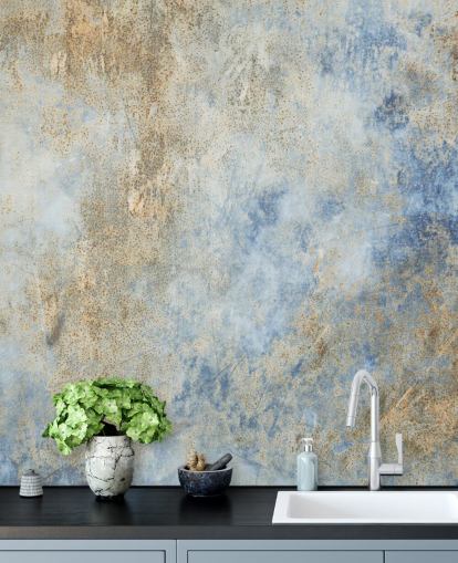 sininen ja kultainen mukautettu teollinen taustakuva nimeltä Blue Oxidize 