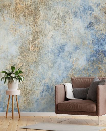 blue and gold custom industrial wallpaper called Blue Oxidize blue and gold custom industrial wallpaper called Blue Oxidize