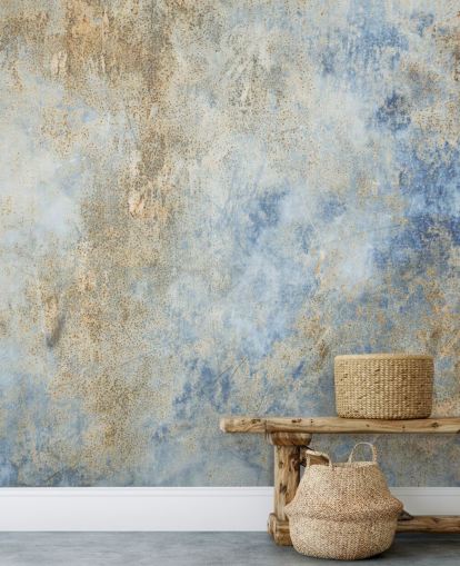 papier peint industriel personnalisé bleu et or appelé Blue Oxidize 