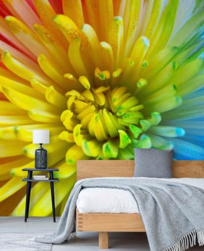 Papier peint fleur arc-en-ciel