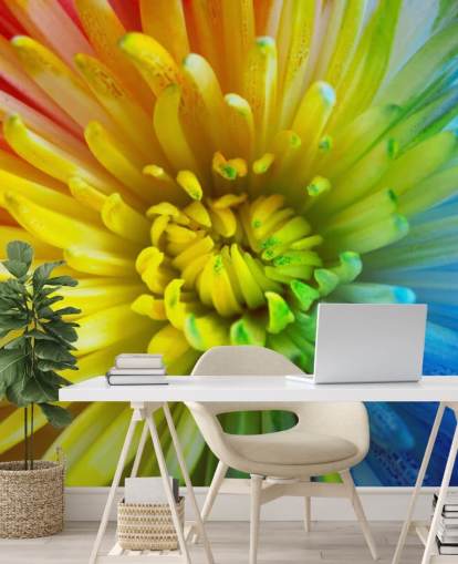 Carta da parati murale con fiori arcobaleno