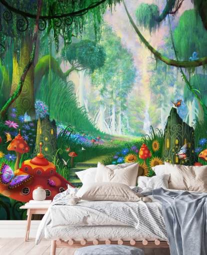Buntes, individuell gestaltbares Feentapeten-Wandbild namens Hidden Treasure von Philip Straub für das Kinderzimmer