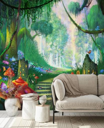 Buntes, individuell gestaltbares Feentapeten-Wandbild namens Hidden Treasure von Philip Straub für das Kinderzimmer