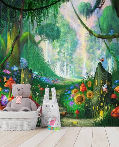 Buntes, individuell gestaltbares Feentapeten-Wandbild namens Hidden Treasure von Philip Straub für das Kinderzimmer Buntes, individuell gestaltbares Feentapeten-Wandbild namens Hidden Treasure von Philip Straub für das Kinderzimmer