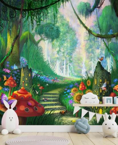 Buntes, individuell gestaltbares Feentapeten-Wandbild namens Hidden Treasure von Philip Straub für das Kinderzimmer