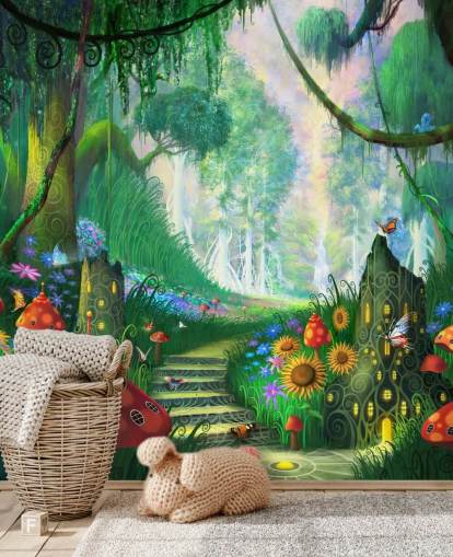 Buntes, individuell gestaltbares Feentapeten-Wandbild namens Hidden Treasure von Philip Straub für das Kinderzimmer Buntes, individuell gestaltbares Feentapeten-Wandbild namens Hidden Treasure von Philip Straub für das Kinderzimmer