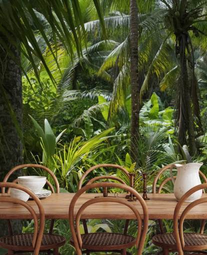 Foto van Green Jungle Scene Wallpaper