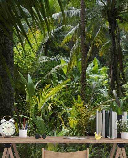 Valokuva vihreän viidakon kohtauksen taustakuvasta