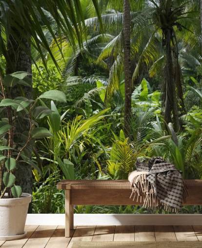 Photograph of Green Jungle Scene Wallpaper