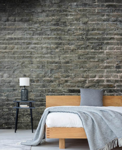 gray brick wallpaper mural called Aged