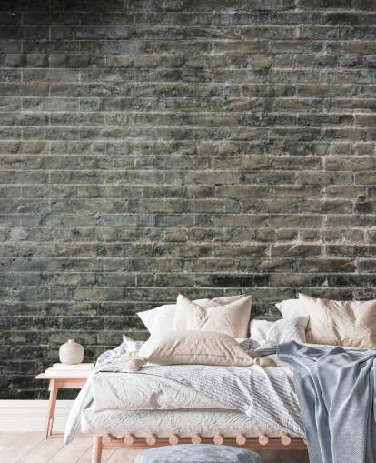 gray brick wallpaper mural called Aged