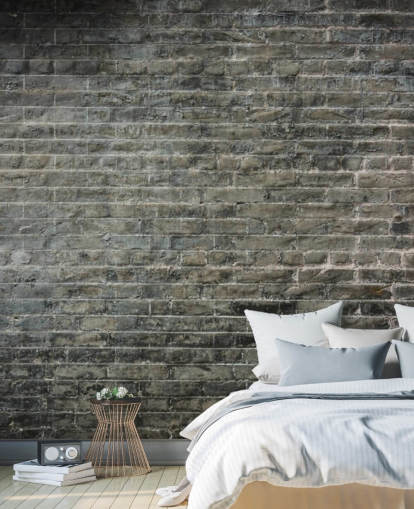 gray brick wallpaper mural called Aged