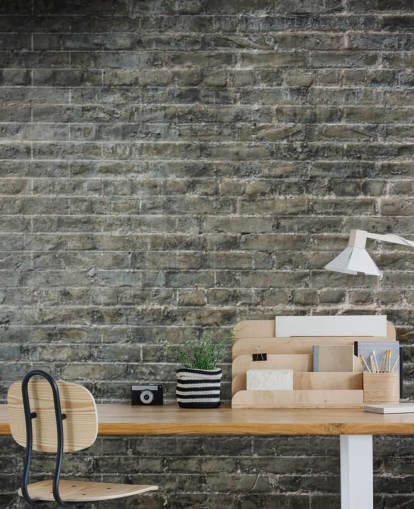 gray brick wallpaper mural called Aged