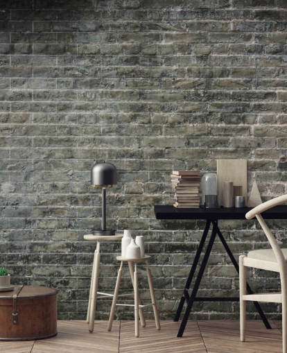 gray brick wallpaper mural called Aged