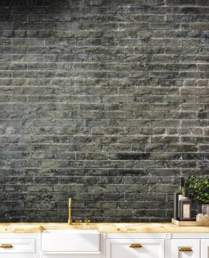 gray brick wallpaper mural called Aged