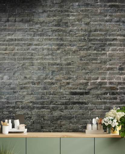gray brick wallpaper mural called Aged