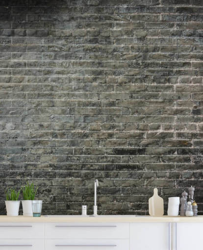 gray brick wallpaper mural called Aged
