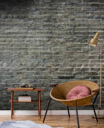 mural de papel pintado de ladrillo gris llamado Aged