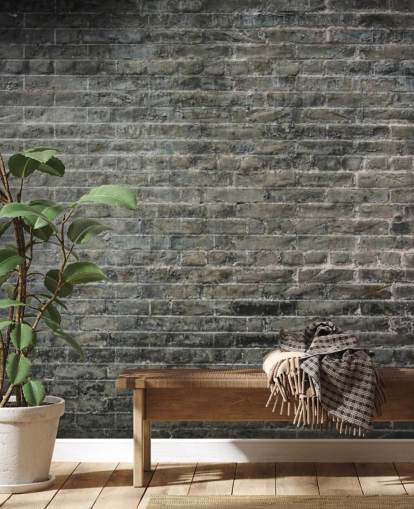 Tapeten-Wandbild aus grauem Backstein namens Aged