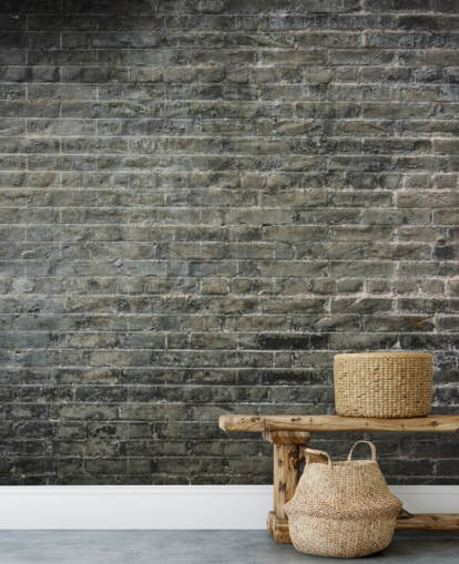 gray brick wallpaper mural called Aged
