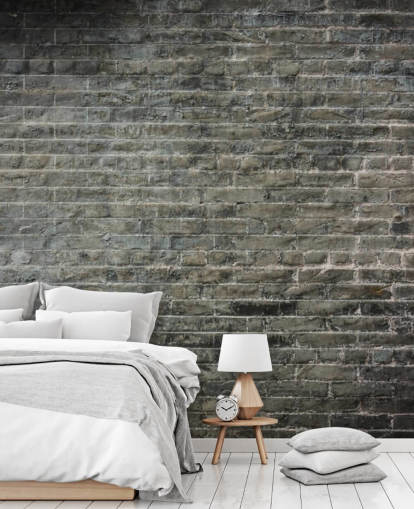 Tapeten-Wandbild aus grauem Backstein namens Aged