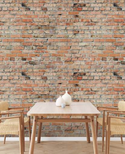 red customisable brick wallpaper mural called Faded Brick by Fotolia for bedrooms, kitchens and lofts
