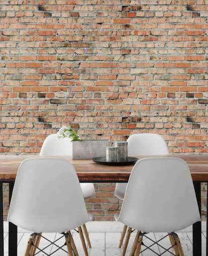 red customizable brick wallpaper mural called Faded Brick by Fotolia for bedrooms, kitchens and lofts