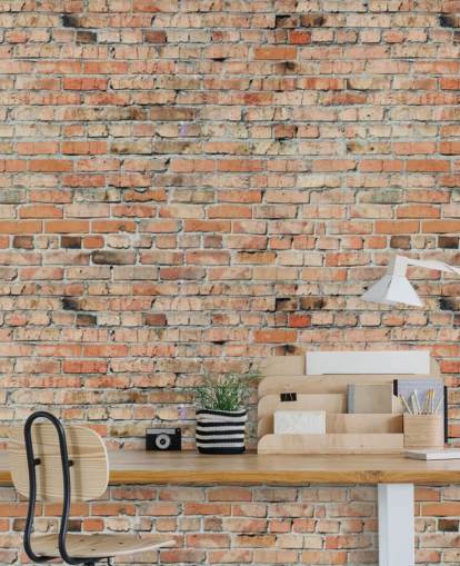 carta da parati murale in mattoni rossi personalizzabile chiamata Faded Brick di Fotolia per camere da letto, cucine e loft
