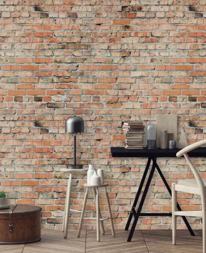 rødt tilpassbart murstensvægmaleri kaldet Faded Brick af Fotolia til soveværelser, køkkener og lofter rødt tilpassbart murstensvægmaleri kaldet Faded Brick af Fotolia til soveværelser, køkkener og lofter