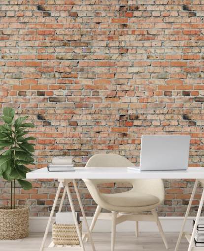 red customisable brick wallpaper mural called Faded Brick by Fotolia for bedrooms, kitchens and lofts