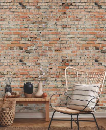 Rote, personalisierbare Ziegeltapete namens Faded Brick von Fotolia für Schlafzimmer, Küchen und Lofts Rote, personalisierbare Ziegeltapete namens Faded Brick von Fotolia für Schlafzimmer, Küchen und Lofts