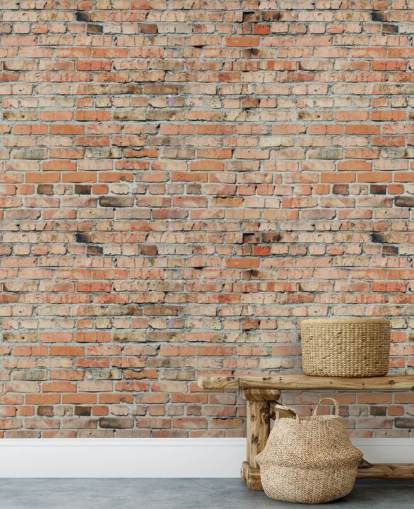 papier peint mural en brique rouge personnalisable appelé Faded Brick de Fotolia pour les chambres, les cuisines et les lofts