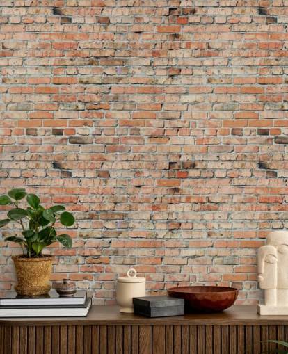 rødt tilpassbart murstensvægmaleri kaldet Faded Brick af Fotolia til soveværelser, køkkener og lofter rødt tilpassbart murstensvægmaleri kaldet Faded Brick af Fotolia til soveværelser, køkkener og lofter