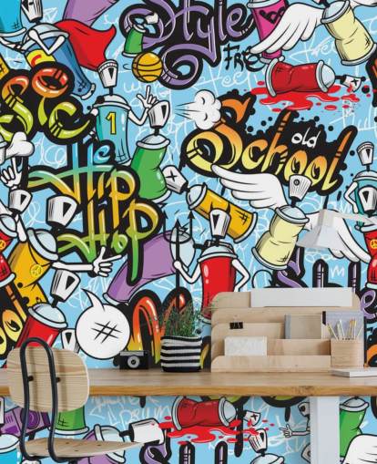 colorful customizable graffiti wallpaper mural called Graffiti Characters for teen bedrooms colorful customizable graffiti wallpaper mural called Graffiti Characters for teen bedrooms