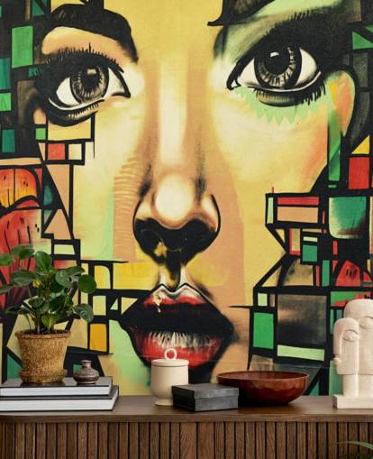 Fondo de pantalla de graffiti de mujer hermosa