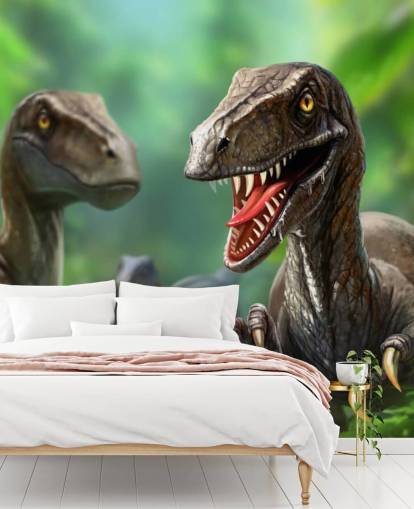 Dinosaurs - Raptors Mural Wallpaper Dinosaurs - Raptors Mural Wallpaper