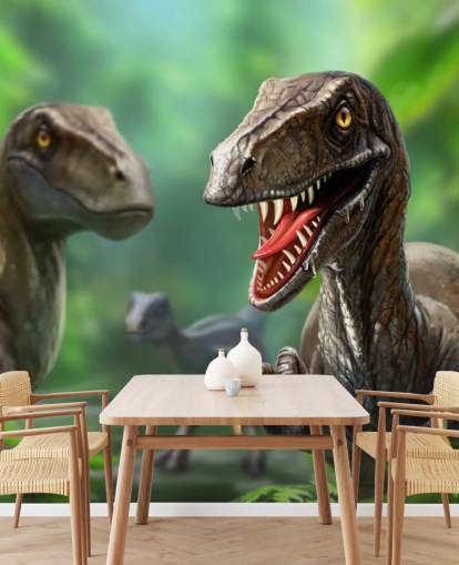 Dinosaurs - Raptors Mural Wallpaper Dinosaurs - Raptors Mural Wallpaper