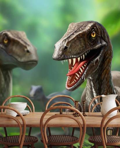 Dinosaurier - Raptors väggmålning Bakgrund Dinosaurier - Raptors väggmålning Bakgrund