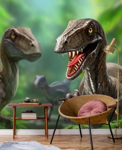 Dinosaurier - Raptors väggmålning Bakgrund Dinosaurier - Raptors väggmålning Bakgrund