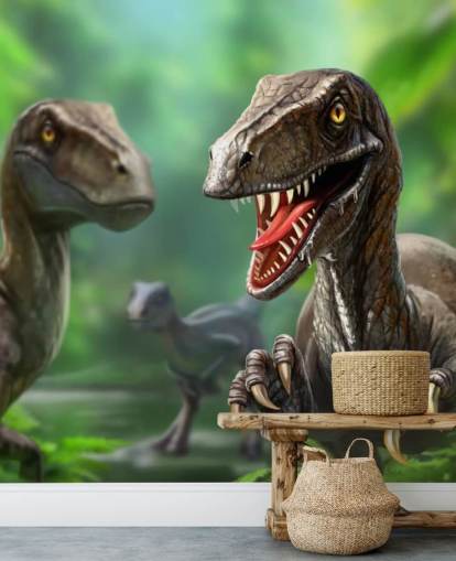 Dinosaurier - Raptors väggmålning Bakgrund Dinosaurier - Raptors väggmålning Bakgrund